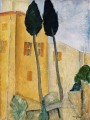 cipreses y casa 1919 Amedeo Modigliani